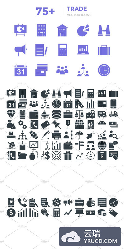 75+交易矢量图标 75+ Trade Vector Icons