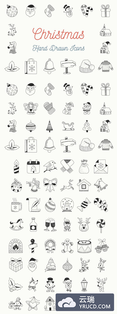 圣诞手绘图标素材 Christmas Hand Drawn Icons