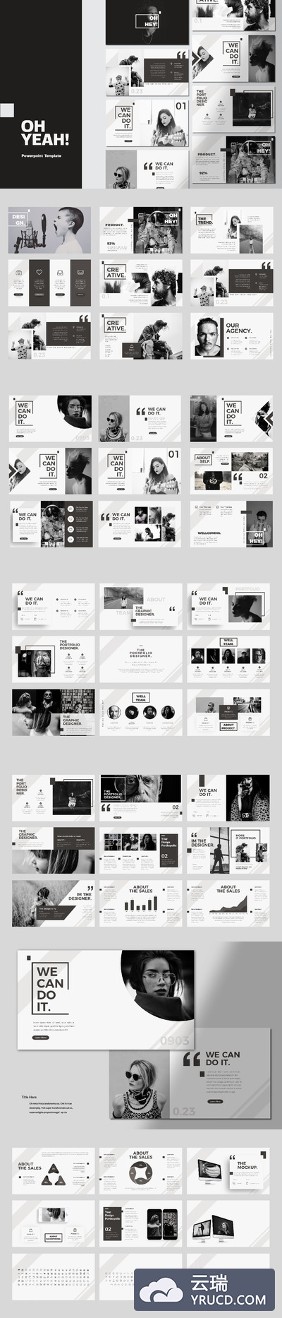 设计师专用黑白PPT模板好看的ppt模板下载优秀ppt模板下载[PPTX]