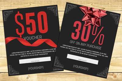 打折卡模板 Bow Gift Card Voucher Template