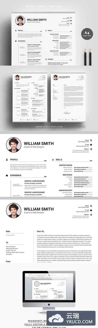 时尚专业的简历模板 Clean Resume Template