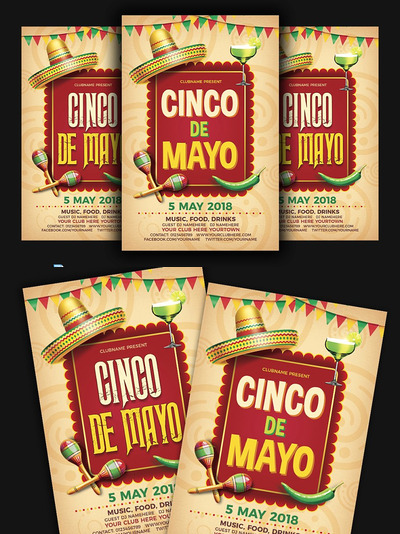 墨西哥风格海报模板 Cinco De Mayo