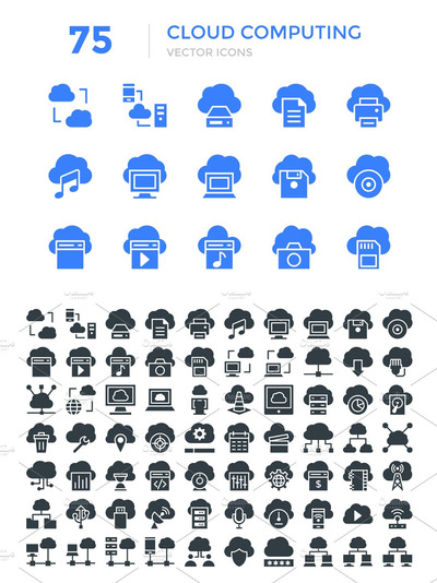 75个云计算矢量图标 75 Cloud Computing Vector Icons