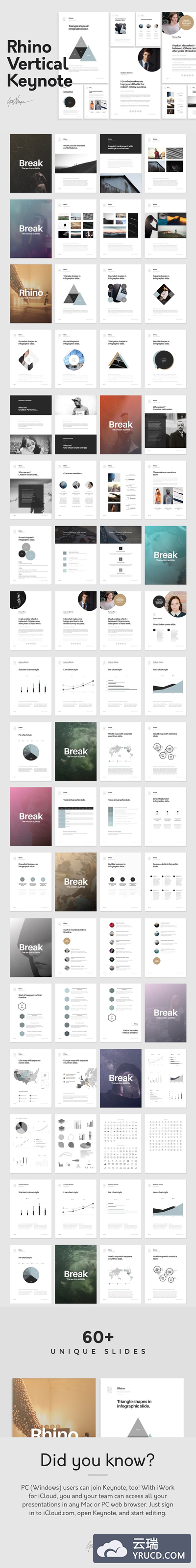 垂直主题模板 Rhino Vertical Keynote Template