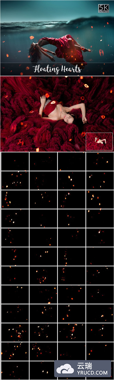 酷炫爱心元素背景纹理 5K Floating Hearts Overlays