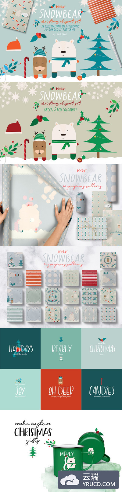 冬季圣诞节插画素材 Mr Snowbear Clipart Set