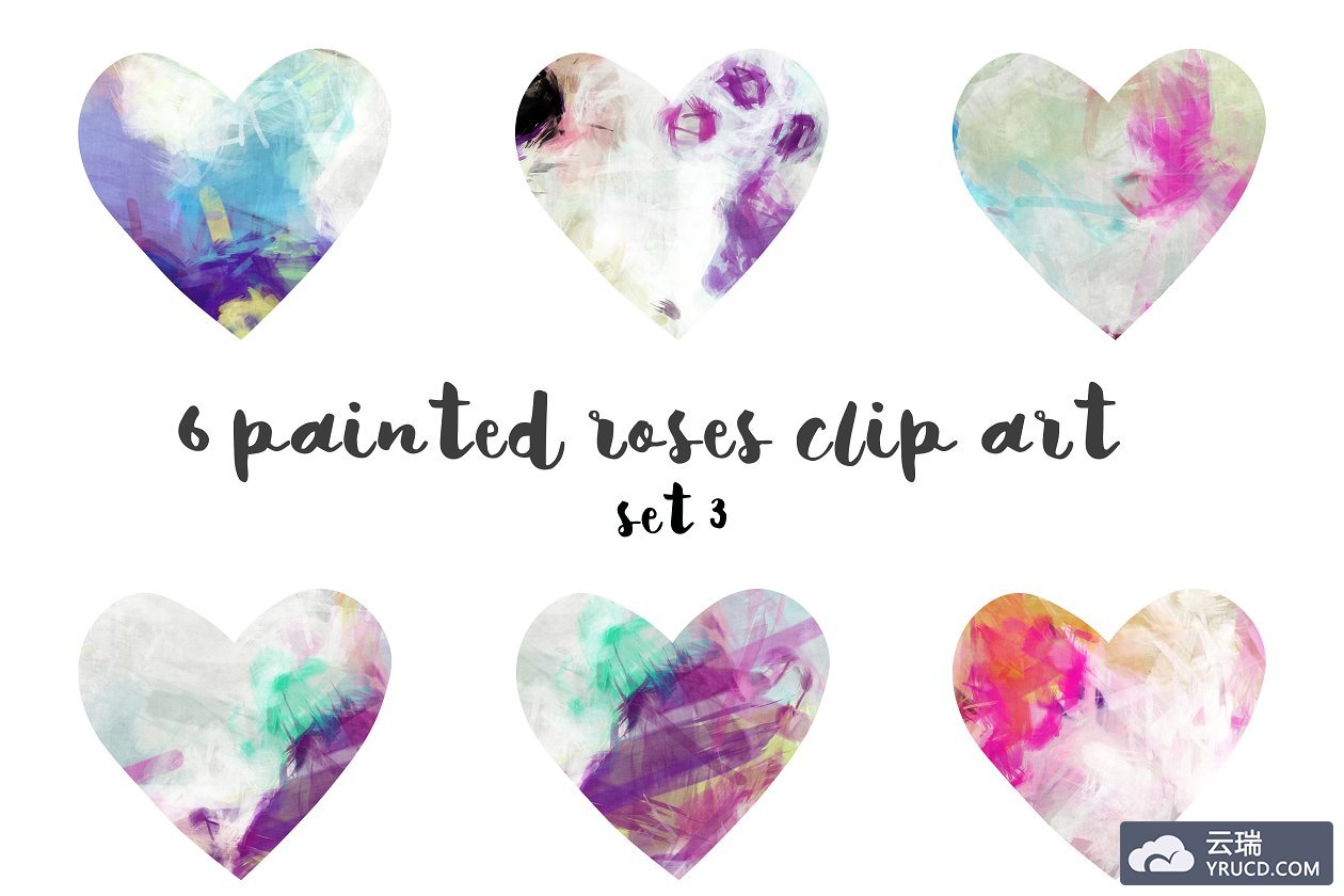 爱心插画图形 Painted hearts set 3