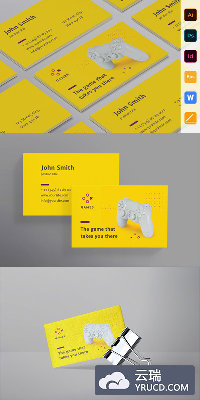 时尚高端多用途的简约高品质游戏公司名片设计模板