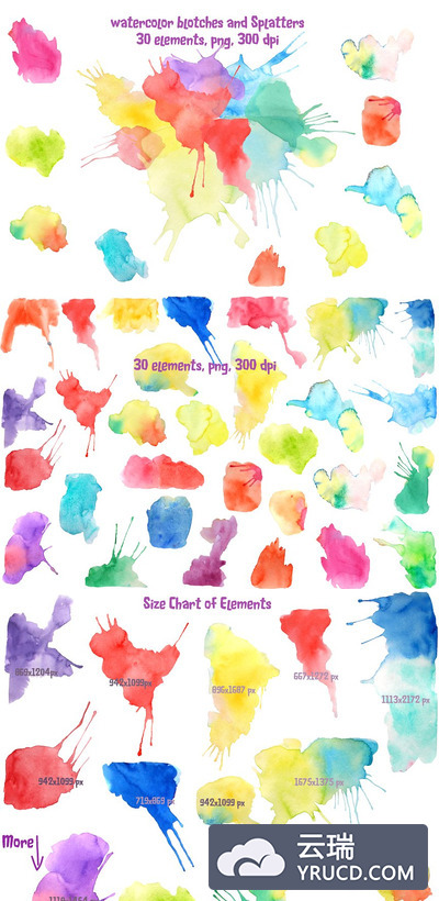 水彩泼墨效果 Watercolor Blotches and Splatters