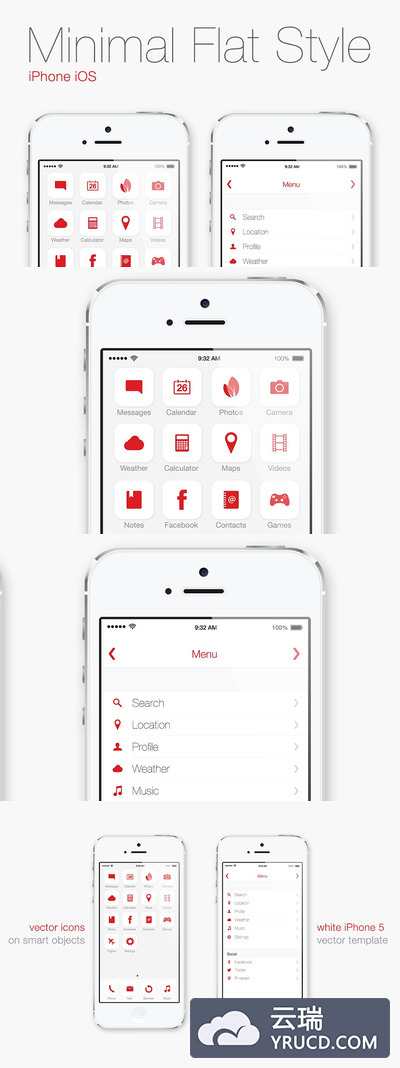 平板式iPhone iOS图标素材 Flat Style iPhone iOS