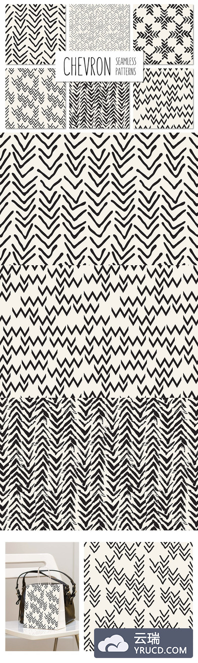 手绘无缝背景图案 Chevron. Seamless Patterns Set v.2