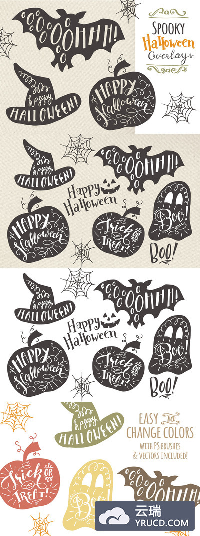 万圣节蝙蝠图形 Halloween Overlays - Vector