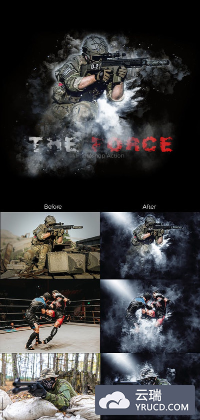 战争烟雾电影效果PS动作下载