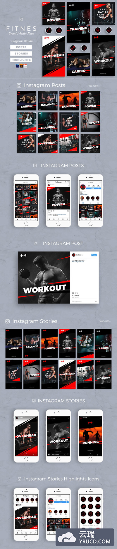 FITNES-Instagram社交媒体健身运动banner模板