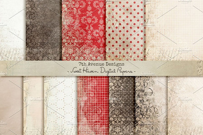 怀旧背景图案了 Sweet Haven Digital Papers