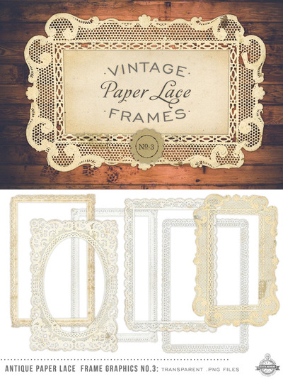 经典蕾丝设计画框 Antique Paper Lace Frames No. 3