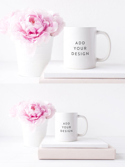 马克杯样机模板 Mug mock up - Peonies