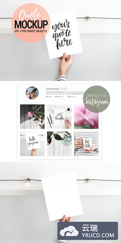 卡片照片样机模板 Quote mockup, styled stock photo