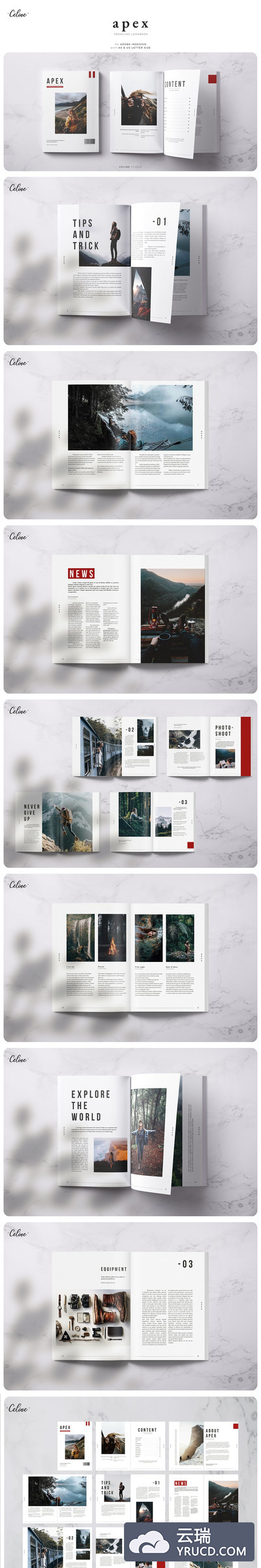 旅行探险时尚杂志画册模板