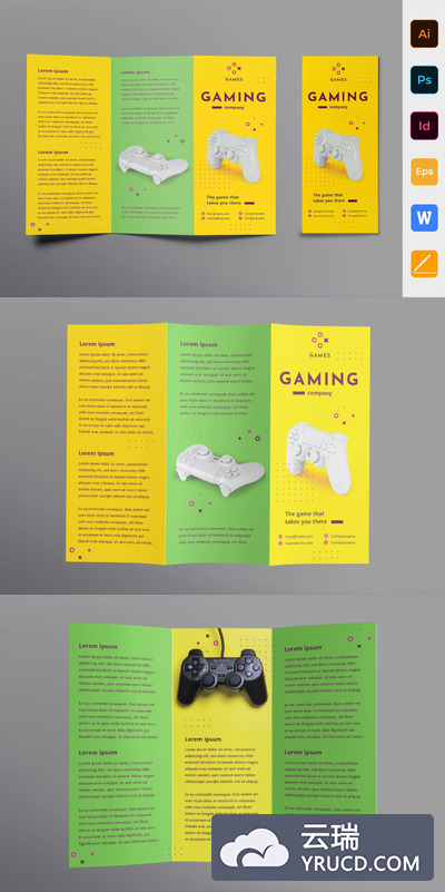 时尚高端清新简约游戏公司宣传折页三折页设计模板