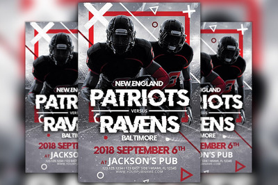足球游戏海报模板 Football Game Day Flyer Template