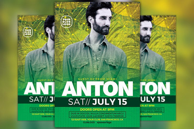 DJ派对海报制作模板 DJ Anton Party Flyer Template