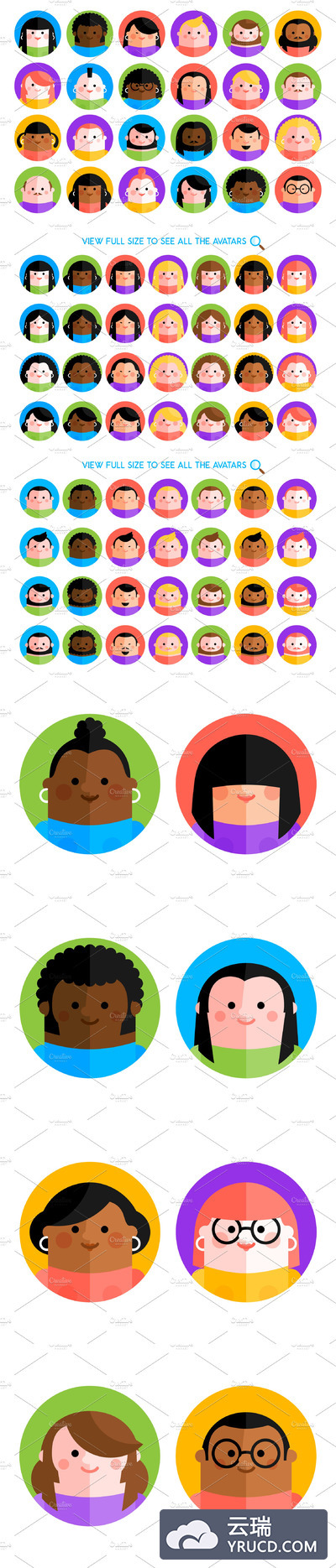 168个女性和男性化身图标大全 168 female and male avatar icons