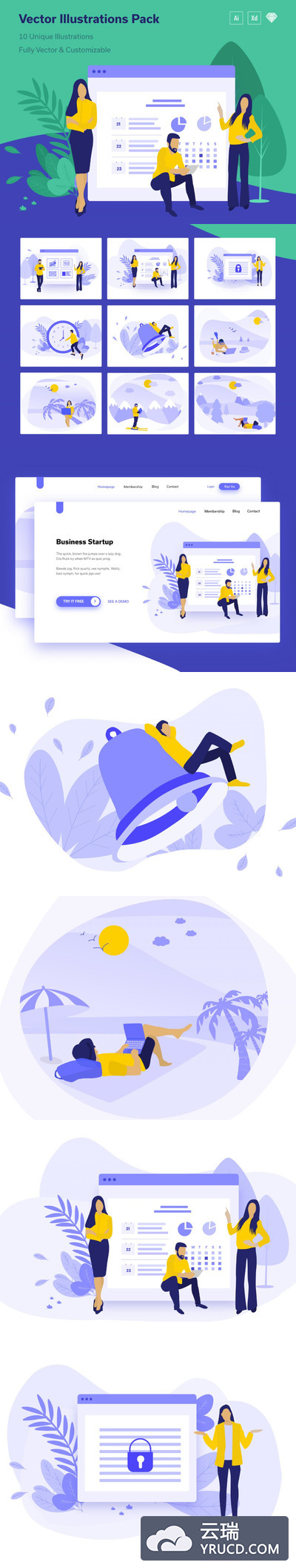 时尚互联网概念着陆页矢量插画素材下载