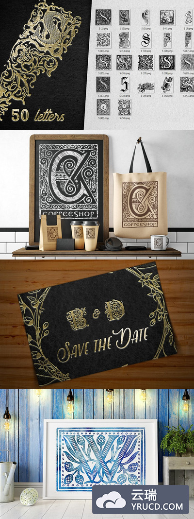 复古字母S装饰元素 Vintage Letter S Decorative Alphabet