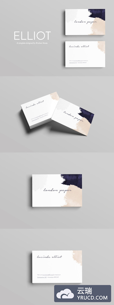 极简主义商业名片模板 Elliot Business Card Template