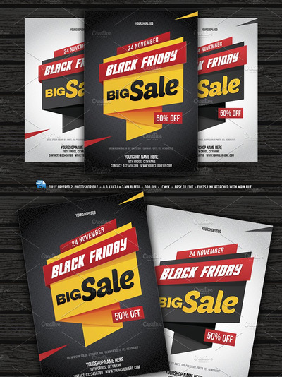 黑色星期五传单设计模板 Black Friday Flyer
