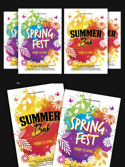 春季夏季海报制作模板 Spring Festival / Summer Bash