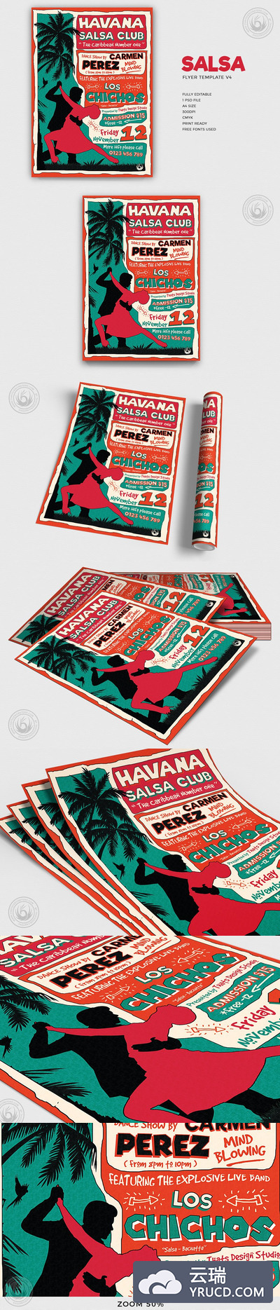 夏威夷活动宣传海报模板 Salsa Flyer PSD V4