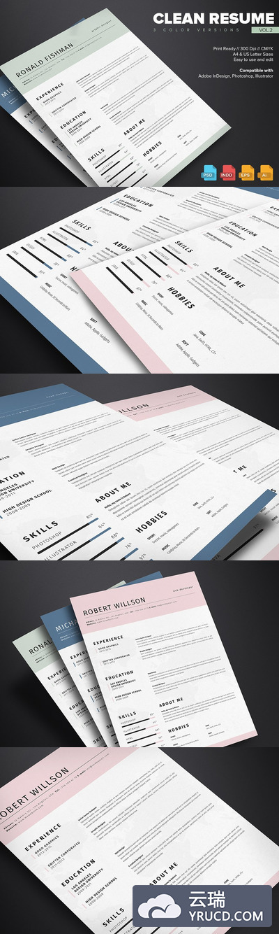 干净简历模板第2卷 Clean Resume Template Vol.2