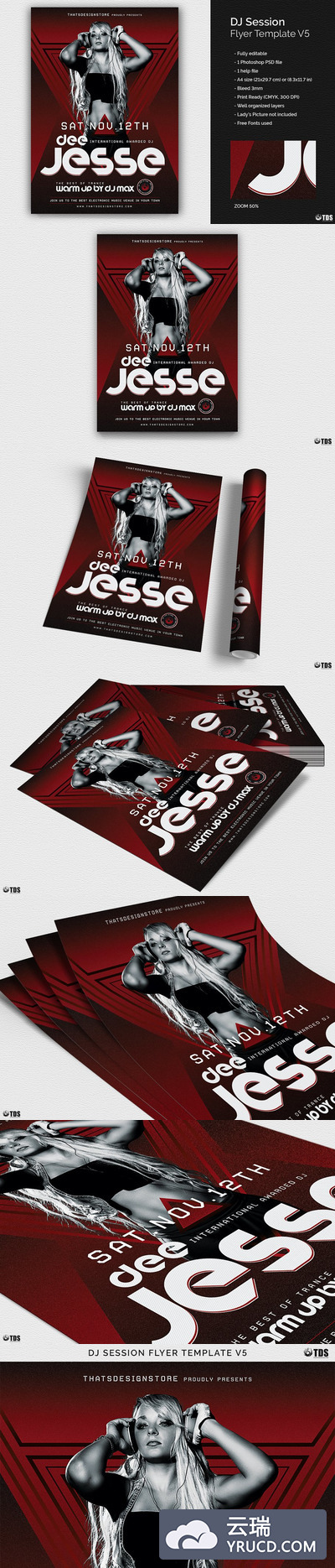 DJ音乐海报设计模板 DJ Session Flyer PSD V5