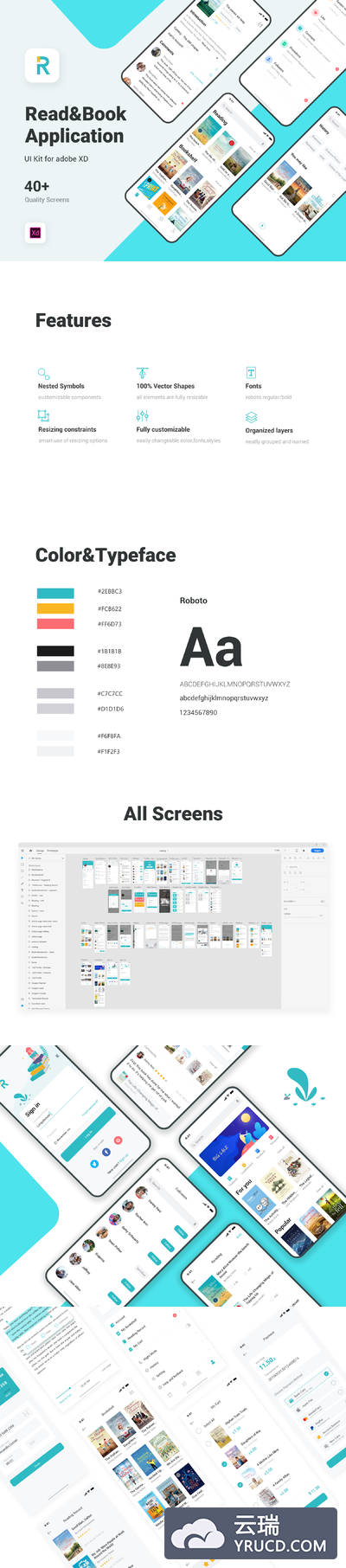 阅读类工具APP UI KIT套装  iOS Ui ui设计app [XD]