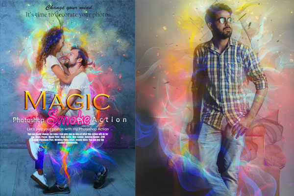 多彩魔术烟雾特效ps动作下载