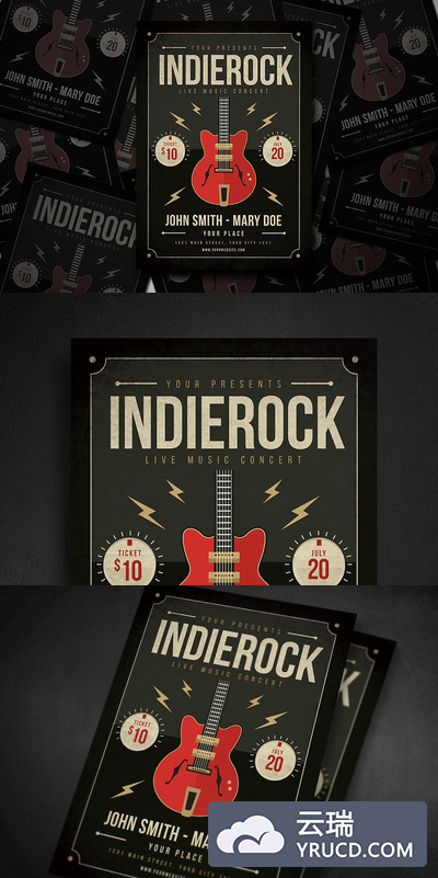 吉他海报背景模板 Guitar Poster