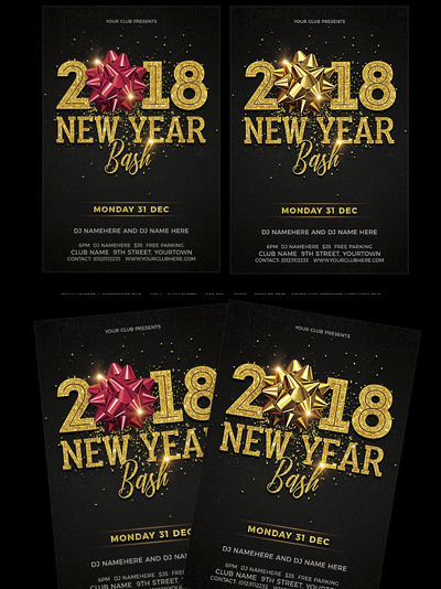 新年海报设计模板 New Year Bash Flyer Template