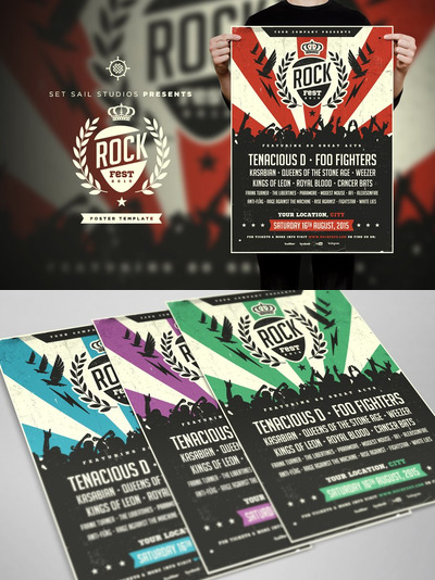 摇滚音乐海报设计模板 Rock Fest Poster