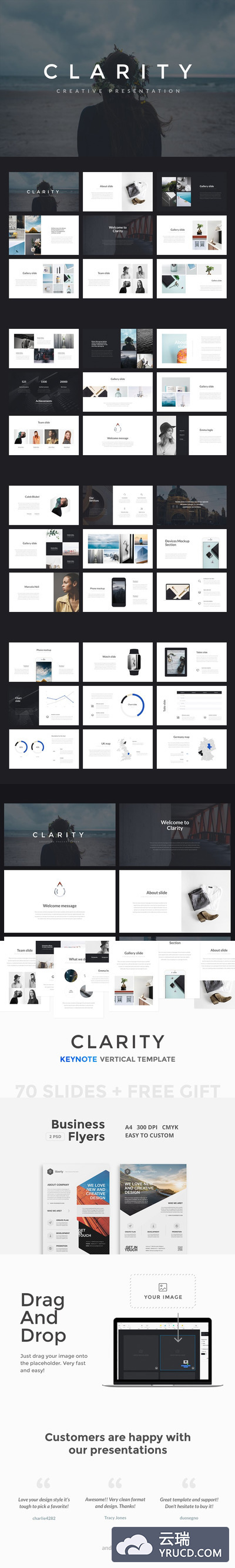 简约的ppt模板下载 Clarity Keynote Template + A4