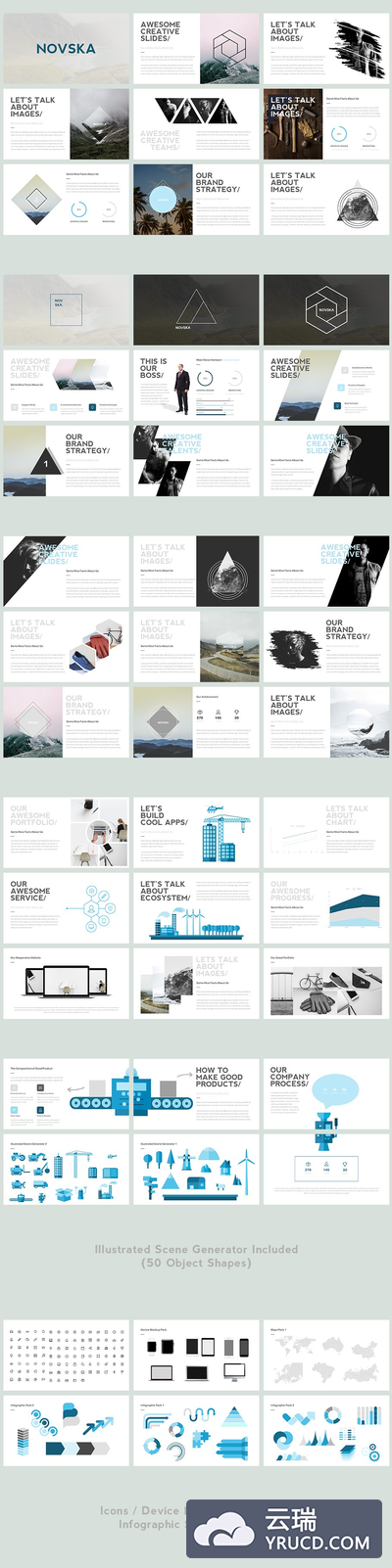 现代风格ppt模板 NOVSKA Modern Powerpoint Template