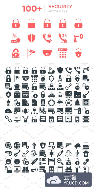 100+安全矢量图标 100+ Security Vector Icons