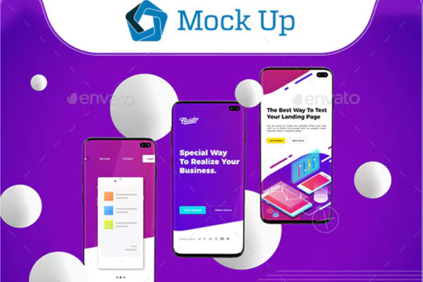 抽象的三星Galaxy S10手机APP演示样机模板