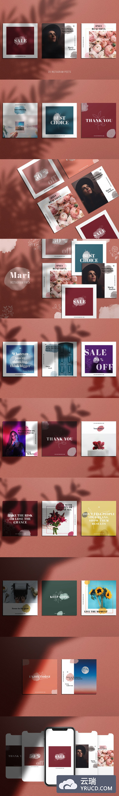 时尚方形Instagram社交媒体帖子模板