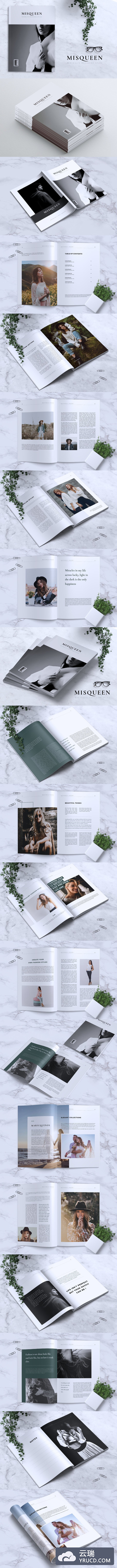 MISQUEEN极简主义风格杂志设计模板