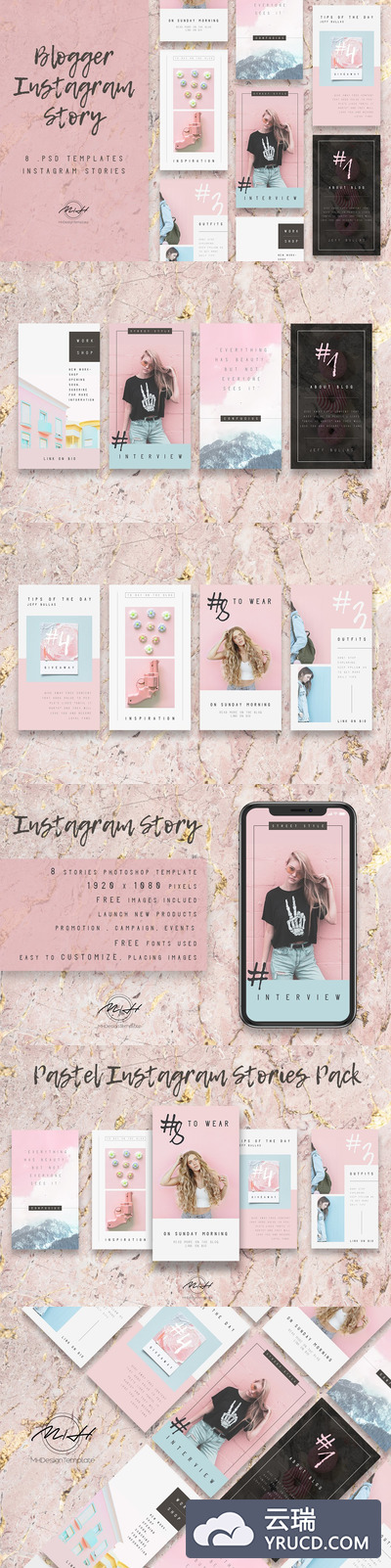 可爱的粉色Instagram社交故事模板