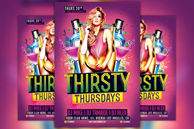 人物海报设计模板 Thirsty Thursdays Flyer Template