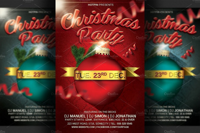 圣诞节排队宣传单制作模板 Christmas Party Flyer Template v2