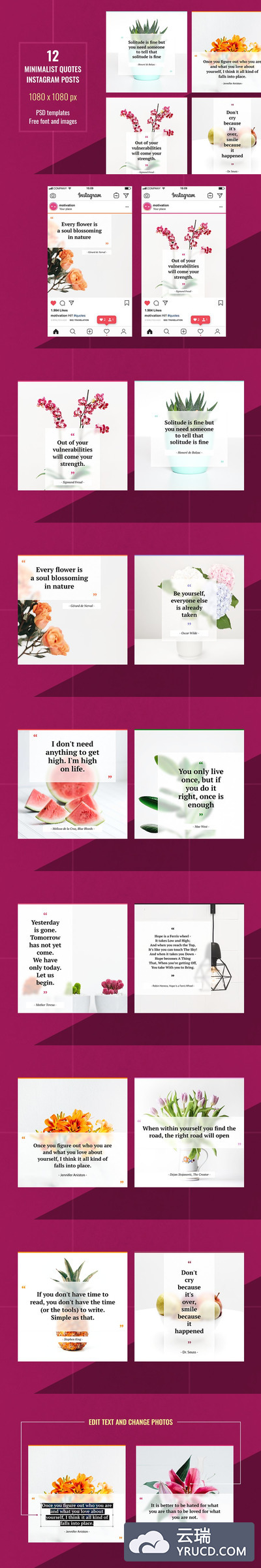 极简主义的引述Instagram帖子模板